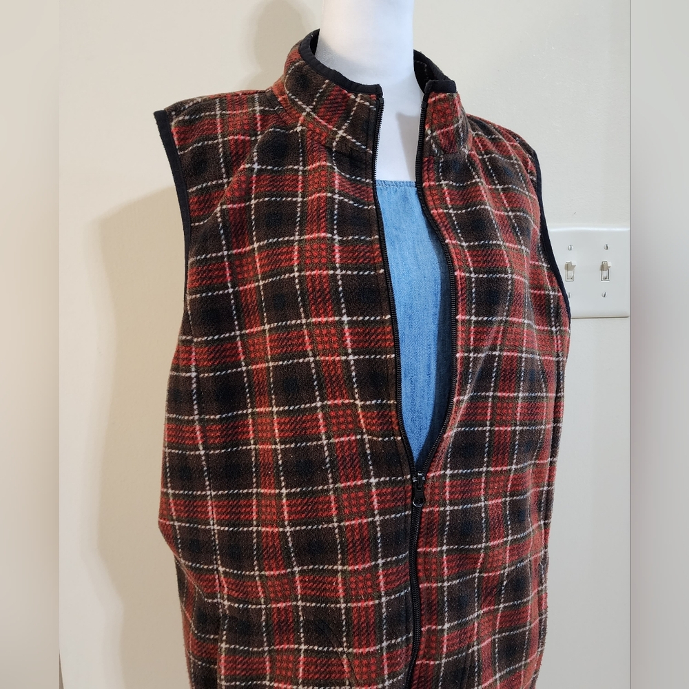 Laura Scott Fall Plaid Zip-up Vest Women's Size XL